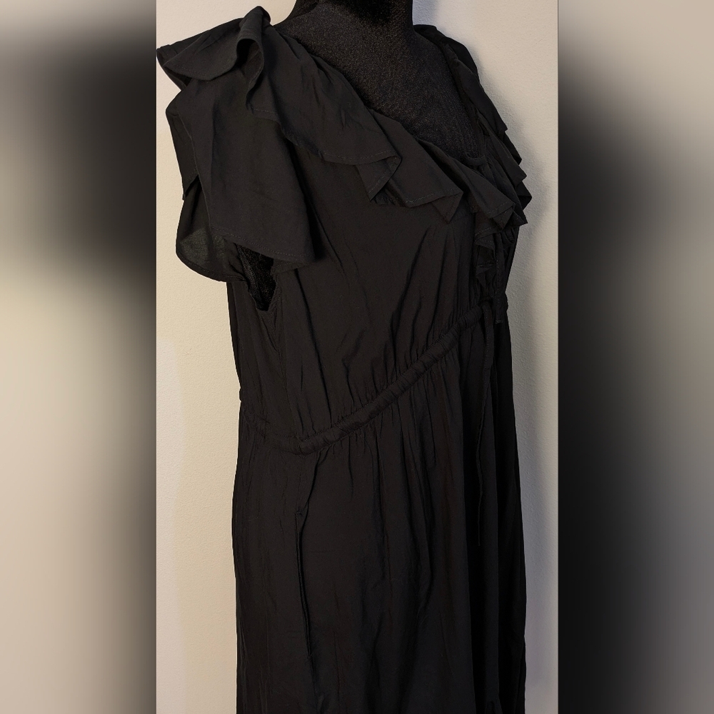 Old Navy Black Maternity Waist-Defined Ruffle-Trim Mini Dress Bohemia Sz XL NEW - Picture 9 of 15